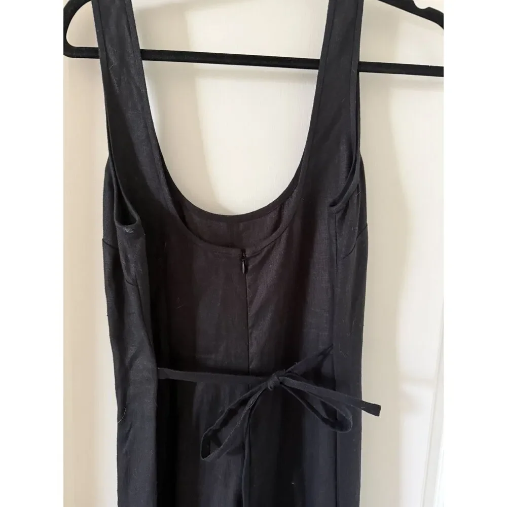 Reformation Nell Linen Jumpsuit Black Size S NWT Wide Leg Scoop Neck